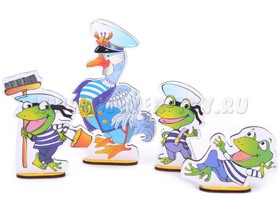 Комплект персонажей средних "Гусь и Лягушки" (4 шт, на подставке, крепление на Коврограф) - остатки